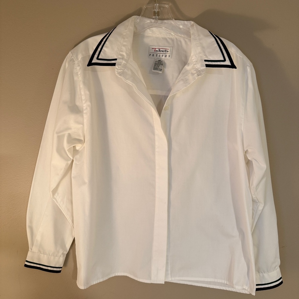 Vintage Talbots Preppy White Button Down Shirt 12P